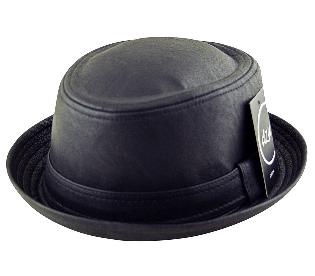 Pork Pie Trilby Fedora Chapeau similicuir texturé Adulte Style Breaking Bad, Heisenberg Noir mat