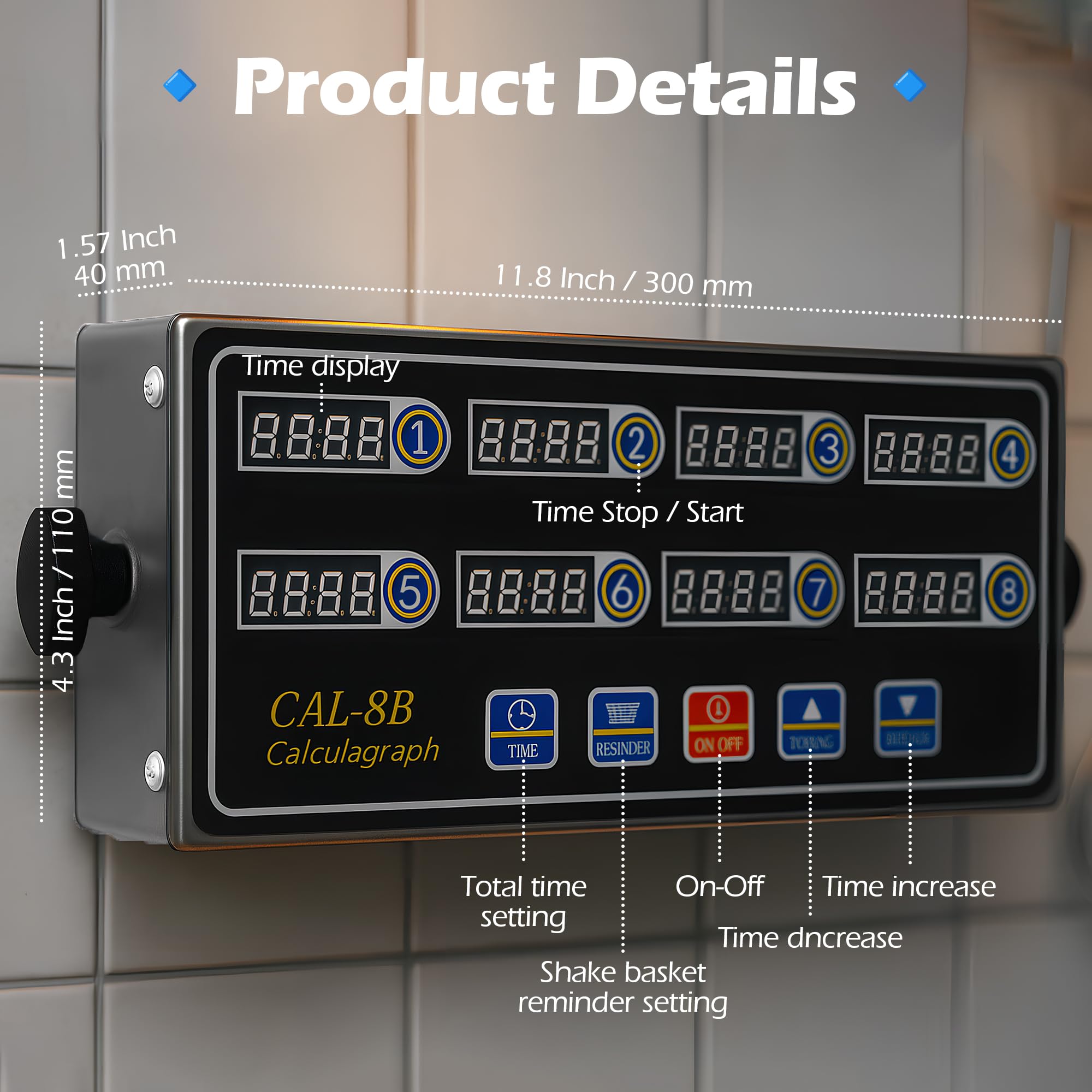 Timer da cucina digitale a 8 canali, timer da cucina commerciale per cucinare con allarme forte, impostazioni indipendenti, conto alla rovescia multi-canale, promemoria orologio per ristorante