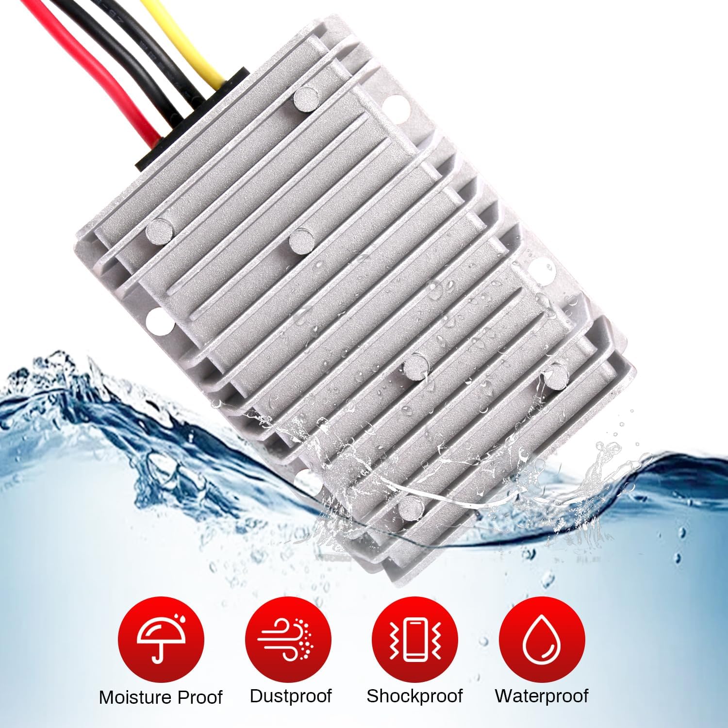 DC DC Stabilizer 8V-40V to 13.8V Boost Buck Converter 25A, Waterproof Automatic Converter Voltage Regulator Auto Step Up/Down 13.8V Volt Transformer Module