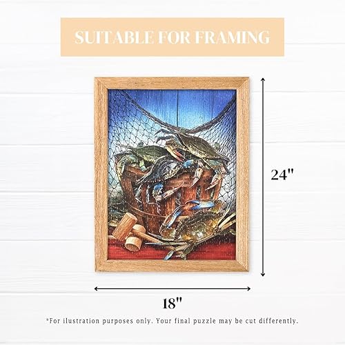 Miniatura 5 de Rompecabezas Heritage Crab Catch - Rompecabezas de 550 piezas para adultos por Larry Jones - Tamaño 18 x 24 pulgadas - Crabbing Adventure Seaside