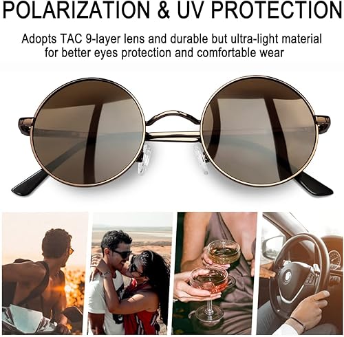 Miniatura 5 de Gafas de sol Joopin polarizadas, estilo Lennon, redondas, gafas de sol estilo hippy redondas para mujer y hombre