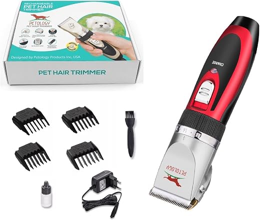 PETOLOGY Unisex Pet Hair Trimmer Dogs &amp; Cats Grooming Machine Wireless Rechargeable (Red Trimmer)