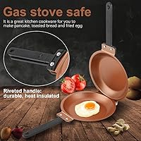 Vista 4 de Aqur202 - Sartén para panqueques, sartén para tortillas, material de hierro, sartén de doble cara para hacer panqueques, Oro