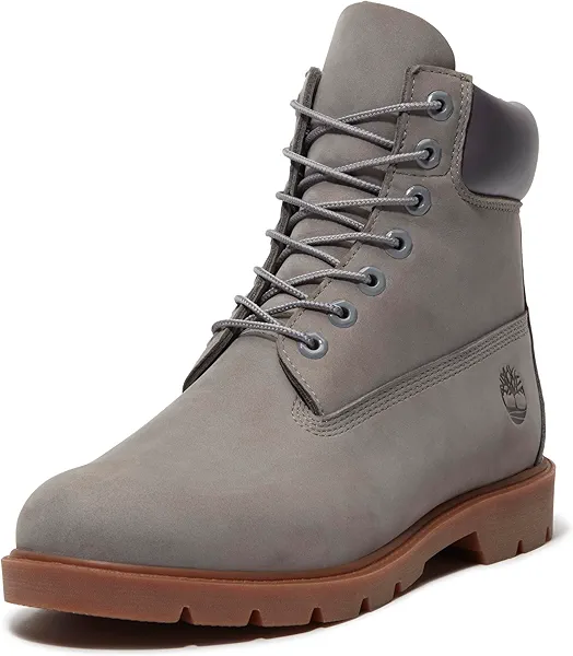 Timberland Men's 6" Basic Waterproof Boot with Padded Collar, MEDIUM GREY NUBUCK, 12 Medium