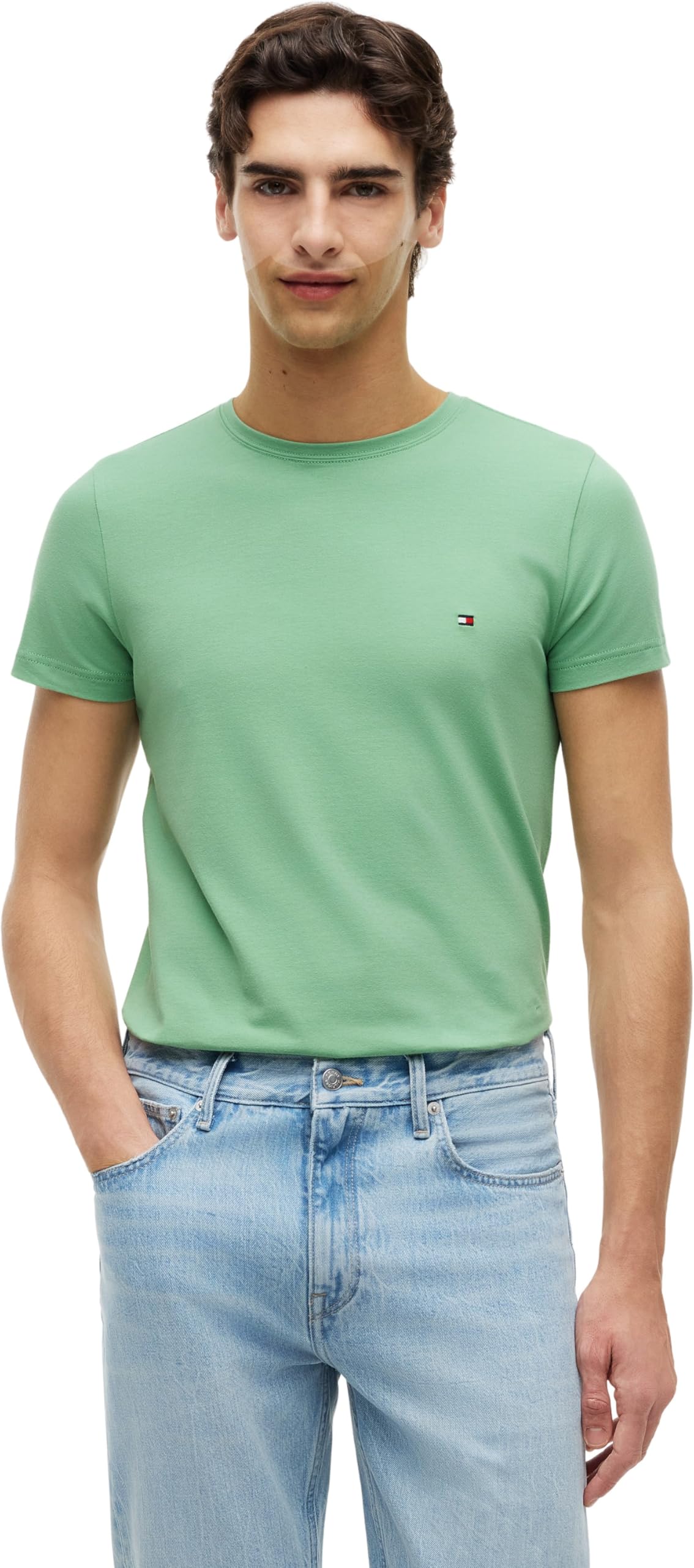 Tommy Hilfiger Herren Stretch Slim Fit Tee Mw0mw10800 S/S T-Shirt, Green (Cut Grass), XXL
