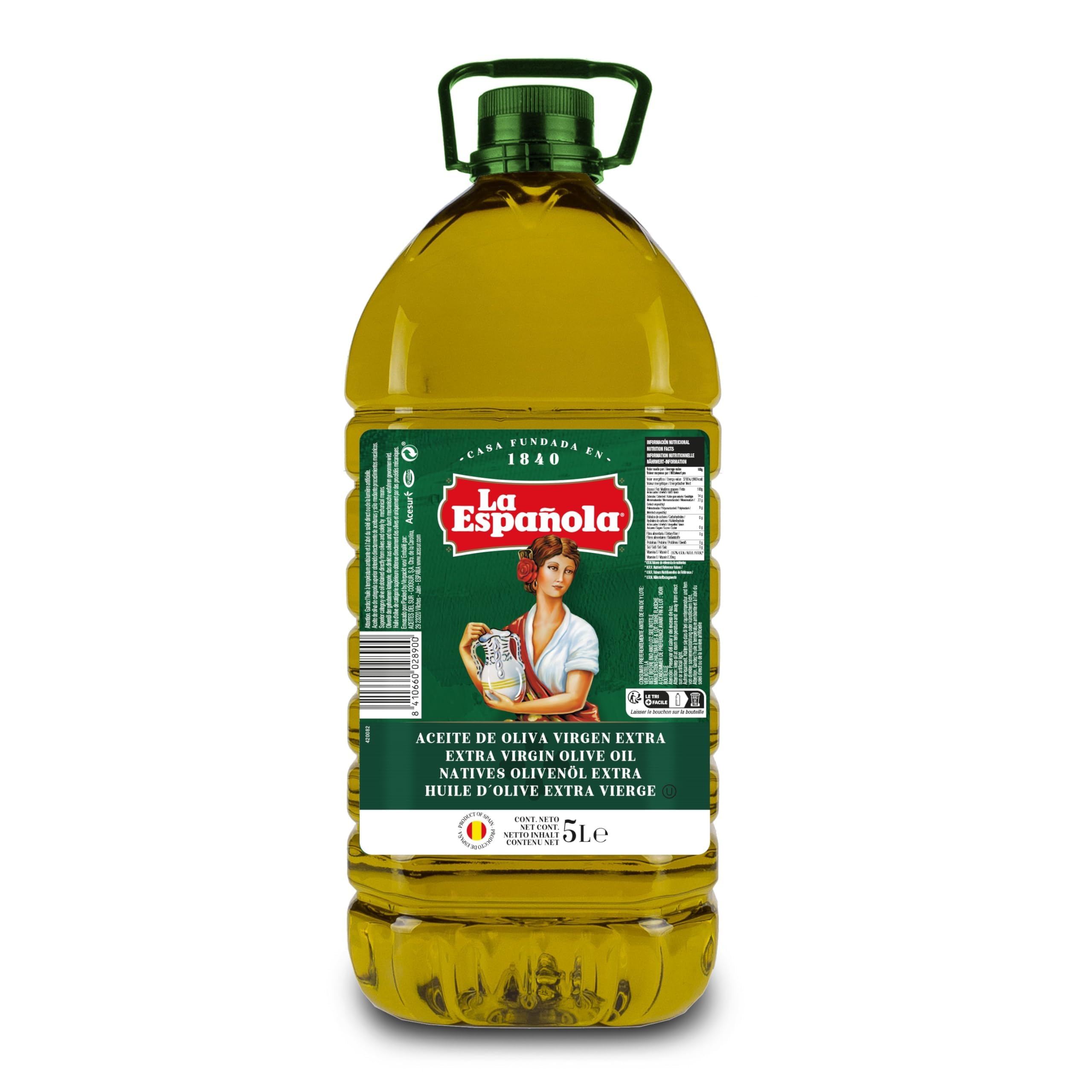 LA ESPAÑOLA Aceite de Oliva Virgen Extra Selección Mediterránea, Garrafa 5L, AOVE de Sabor Equilibrado Ideal para Cocinar y en Crudo