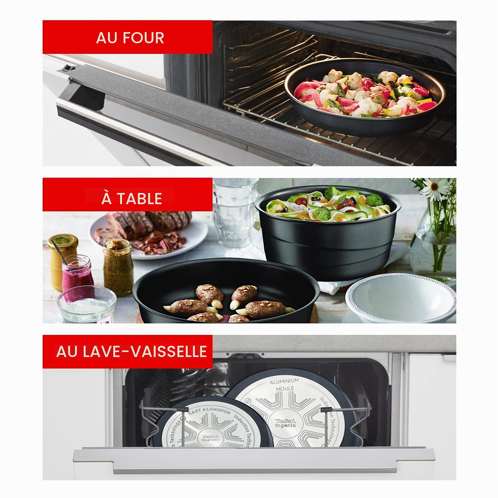 Tefal L6503303 Ingenio Expertise Sauteuse et Poignée et couvercle Aluminium Noir 35,5 x 29,5 x 11 cm