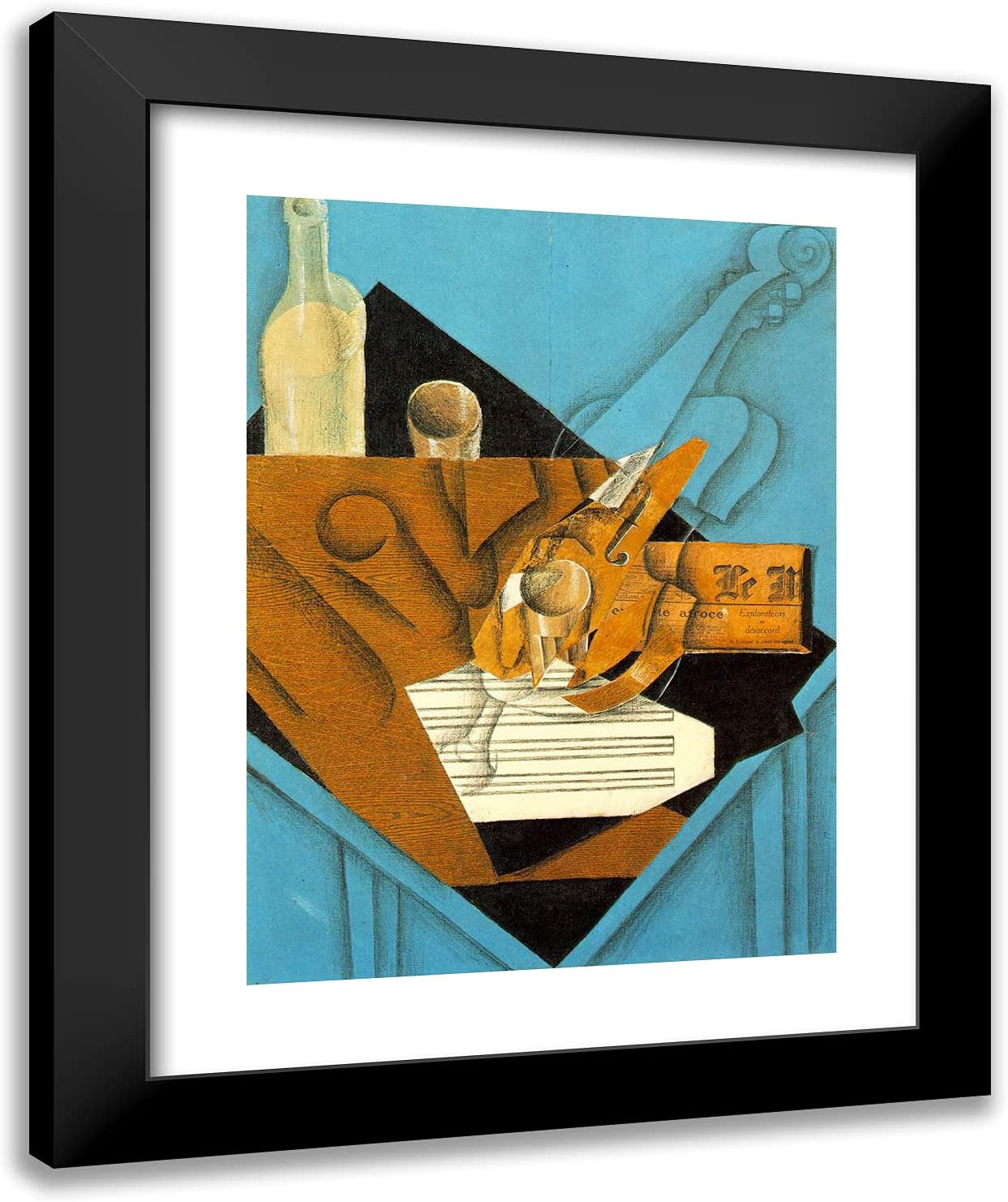 ArtDirect Gris, Juan 20x24 Gold Ornate Framed Art Print with Double Matting Titled: Musicians Table