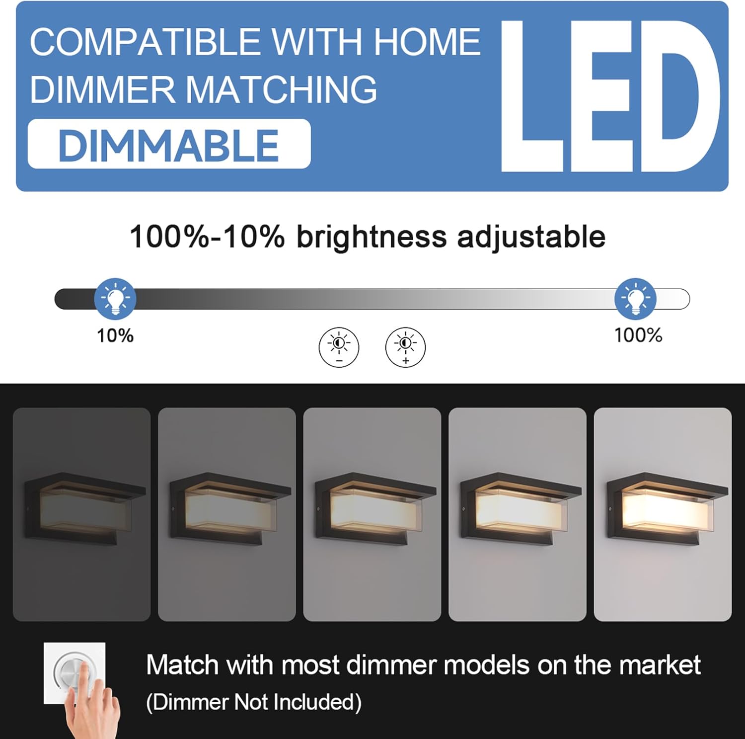 Mille Lucciole 24W LED Outdoor Wall Lights Exterior/Interior Adjustable 3-Color Sconces Lights 2100LM IP65 Waterproof Modern Outdoor Lighting Fixtures Aluminum Wall Lights Compatible with Dimmers
