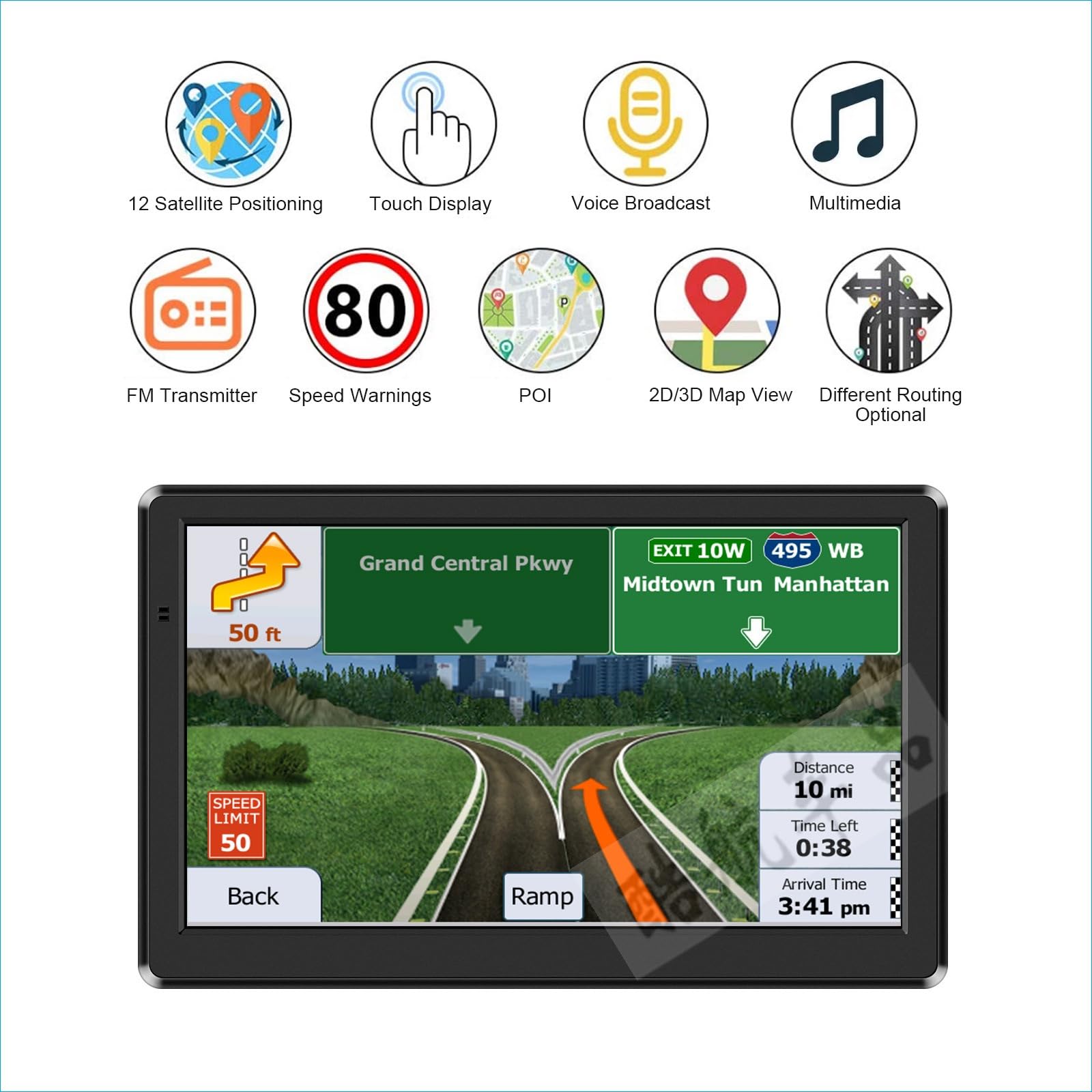 Navigatore GPS da 5 pollici per auto e camion 2026 - Navigatore touchscreen con mappe del Regno Unito e Europa, aggiornamenti mappe gratuiti a vita, trasmissione vocale, avviso autovelox, unità GPS