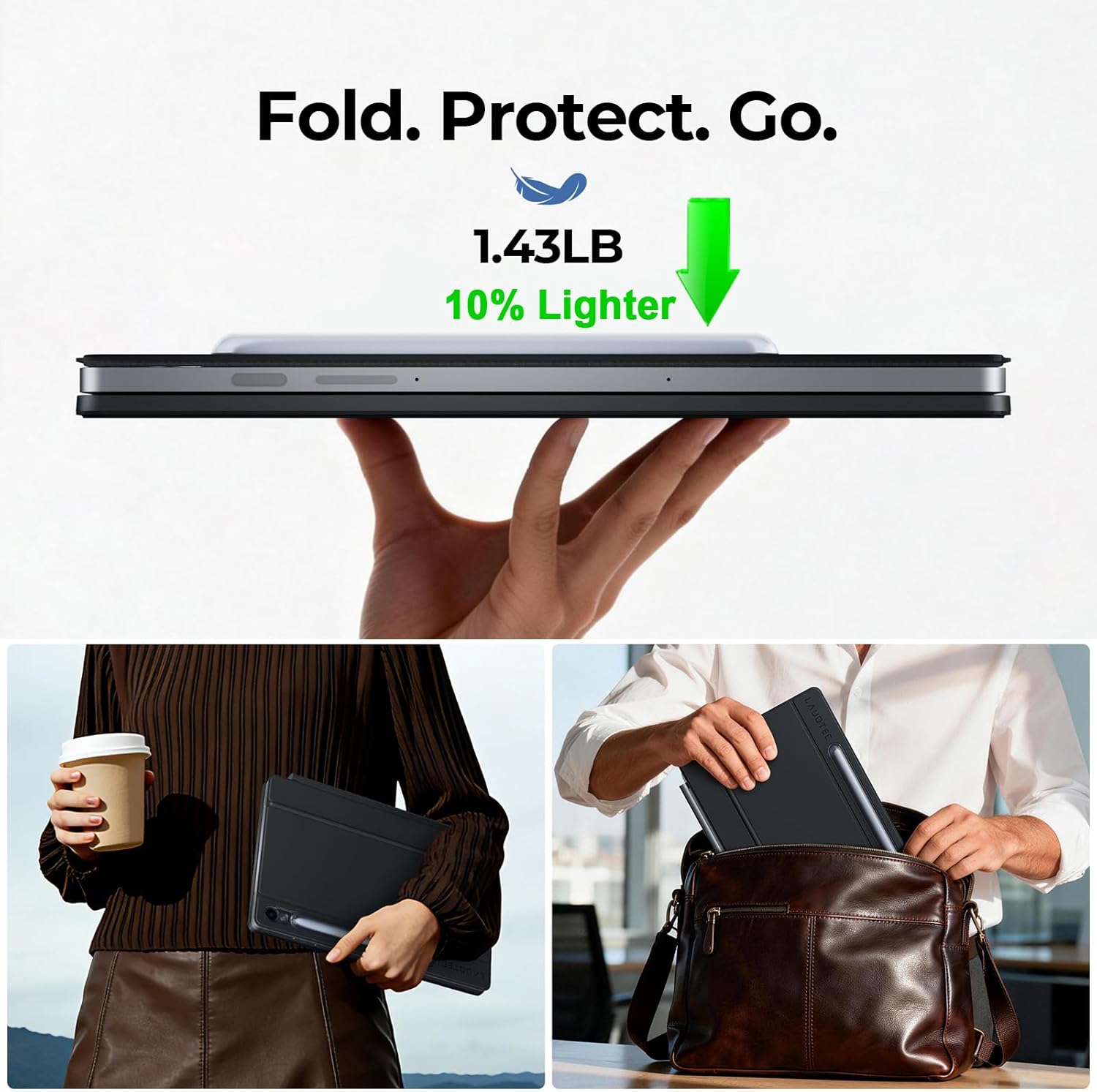LAUDTEC Magic Keyboard Case for Samsung Galaxy Tab S11/S9 11inch,S10Lite/S10FE /S9FE 5G 10.9" Floating Cantilever Stand with Multi-Touch Trackpad & LED Display & S Pen Holder & 7-Color Backlit,Black