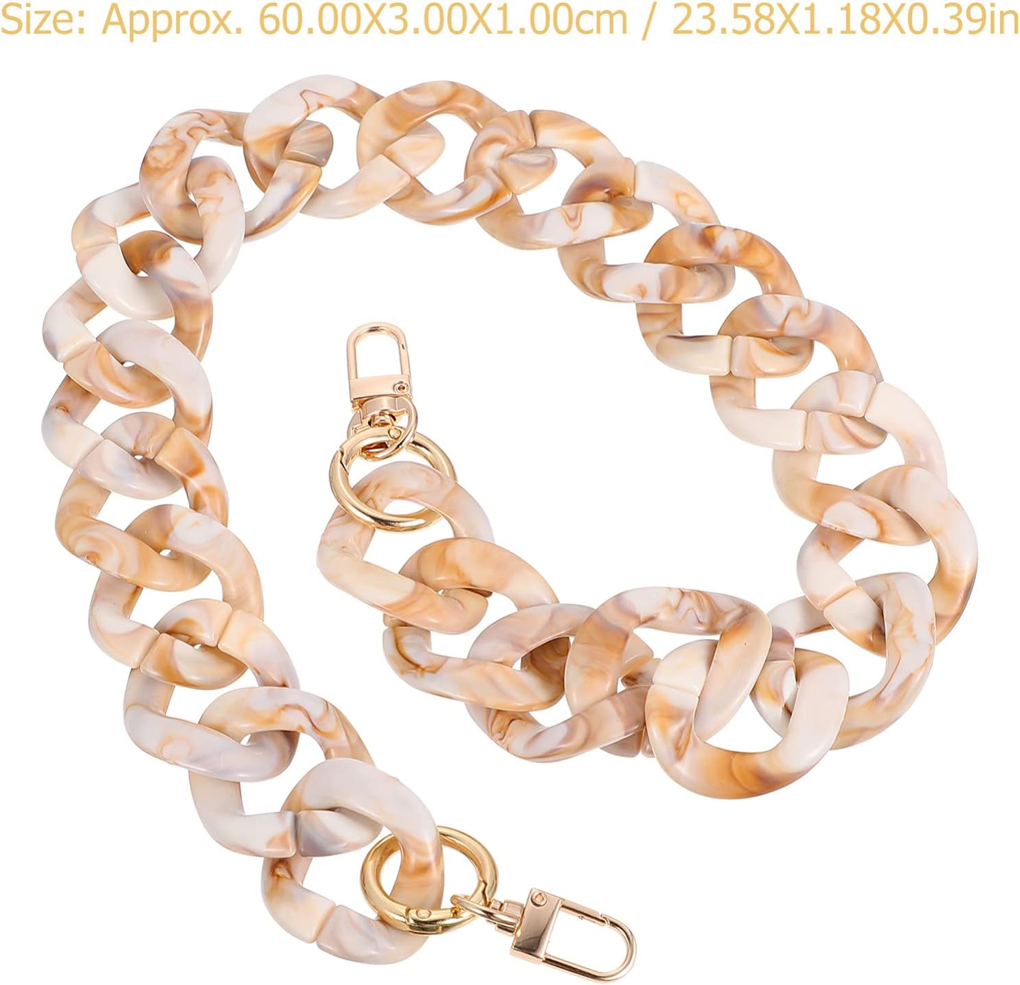 Retro Acrylic Bag Chain for Bags, Beige Detachable Decorative Strap image 2