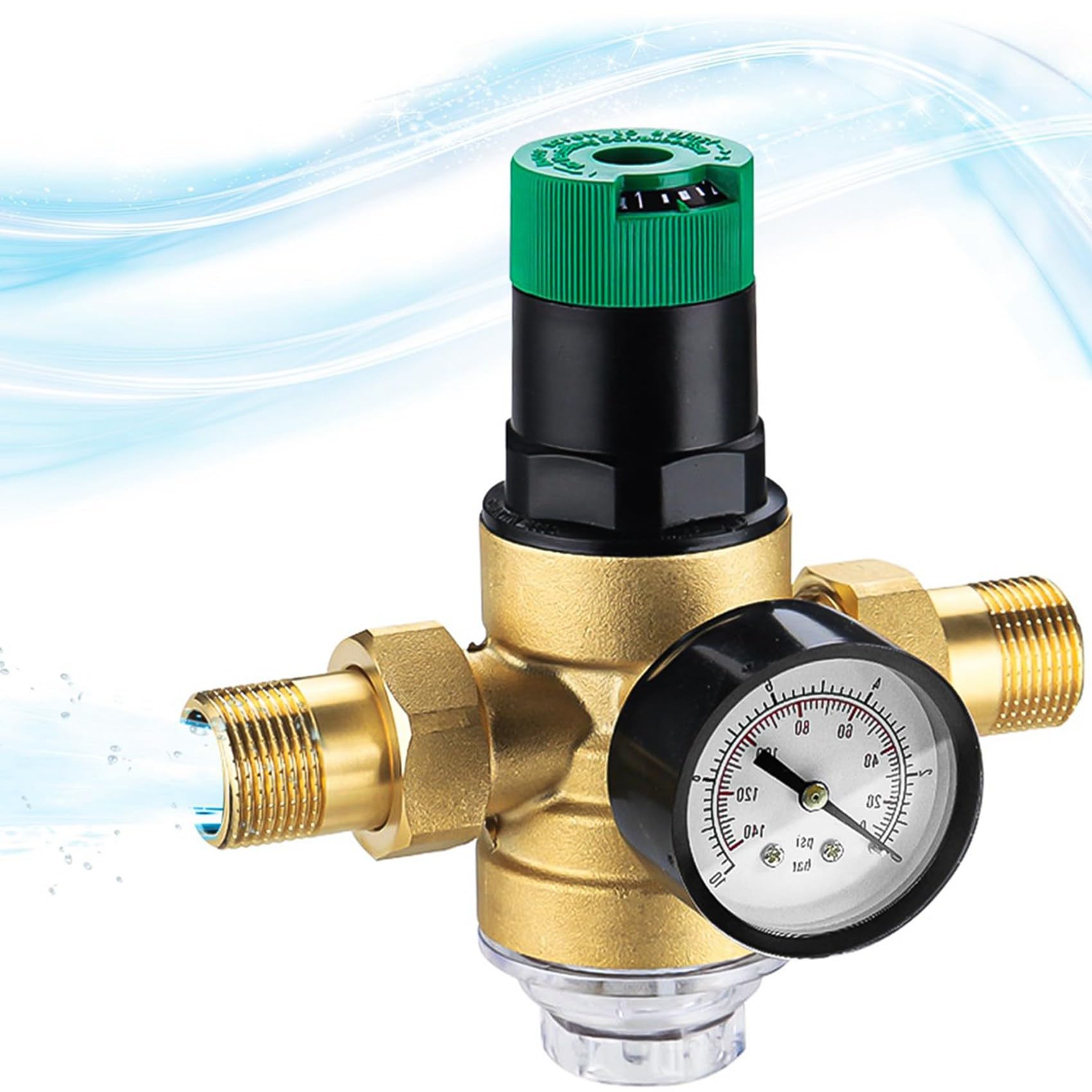 3X Regulador de Presión de Agua de 3/4 Pulgadas, Regulador de Presión de Agua con Manómetro de Agua y Filtro de