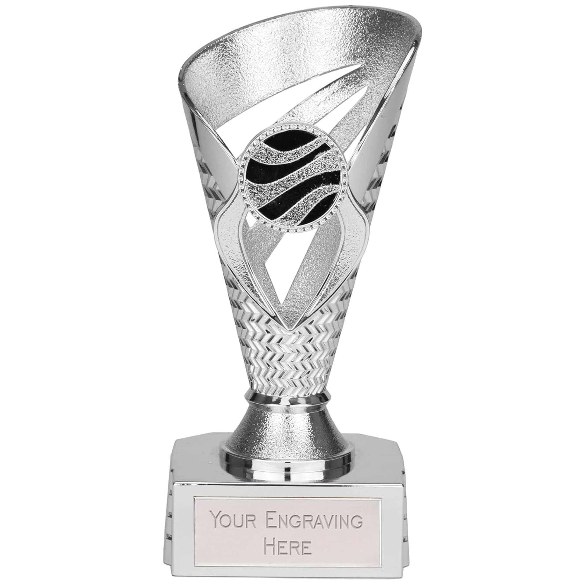 TROPHIESPLUSMEDALS Personalised Silver Trophy Cup - Voyager Collection, Free Engraving | 15cm | Kids School & Adult Sports Award