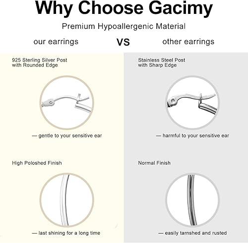 Miniatura 6 de Gacimy - Arracadas de oro para mujer, chapadas en oro real de 14 quilates con poste de plata esterlina 925