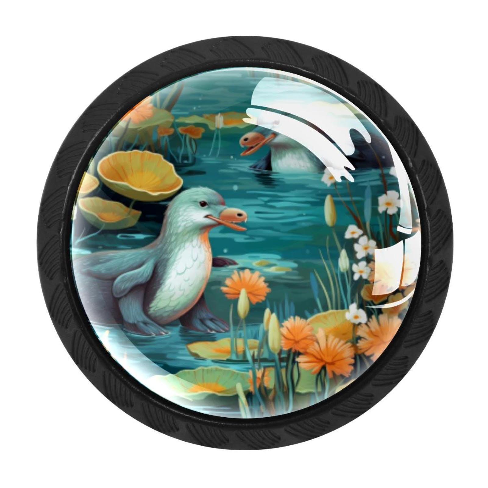 CHENZZZZ 4 Pieces Round Cabinet Knobs Rustic Dresser Knobs, Drawer Cupboard Wardrobe Cabinet Pulls Handles Hardware for Home Kitchen Furniture, Platypus Duckbill