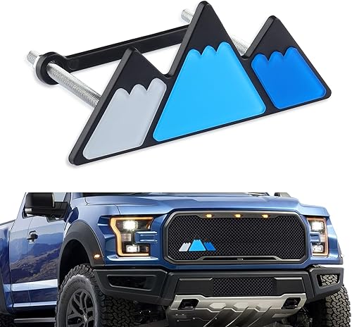 Emblema de coche tricolor para malla dorada, emblemas e insignias de automóvil impermeables con diseño de montaña triangular, insignias de automóvil