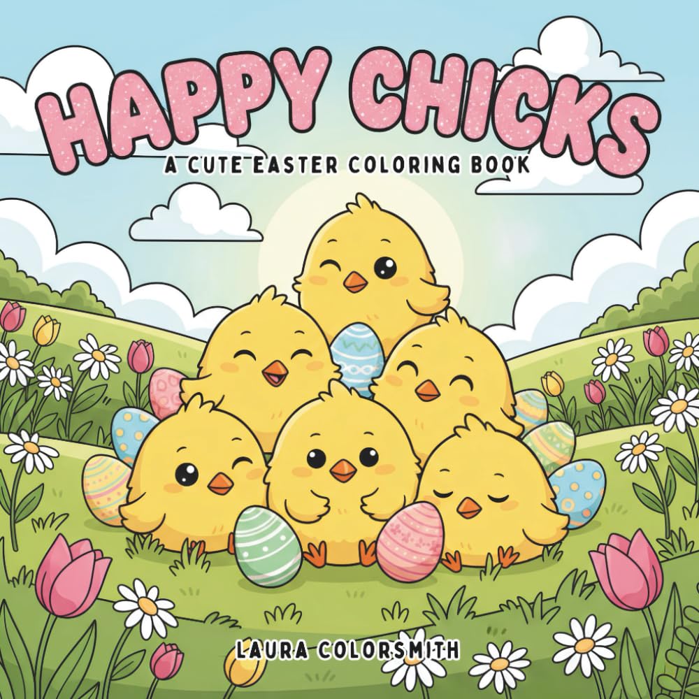 Happy Chicks - A Cute Easter Coloring Book: Bold and Easy Easter Coloring Pages with Cute Chicks, Eggs, and Bunnies for Kids (Coloring Book for Easter)