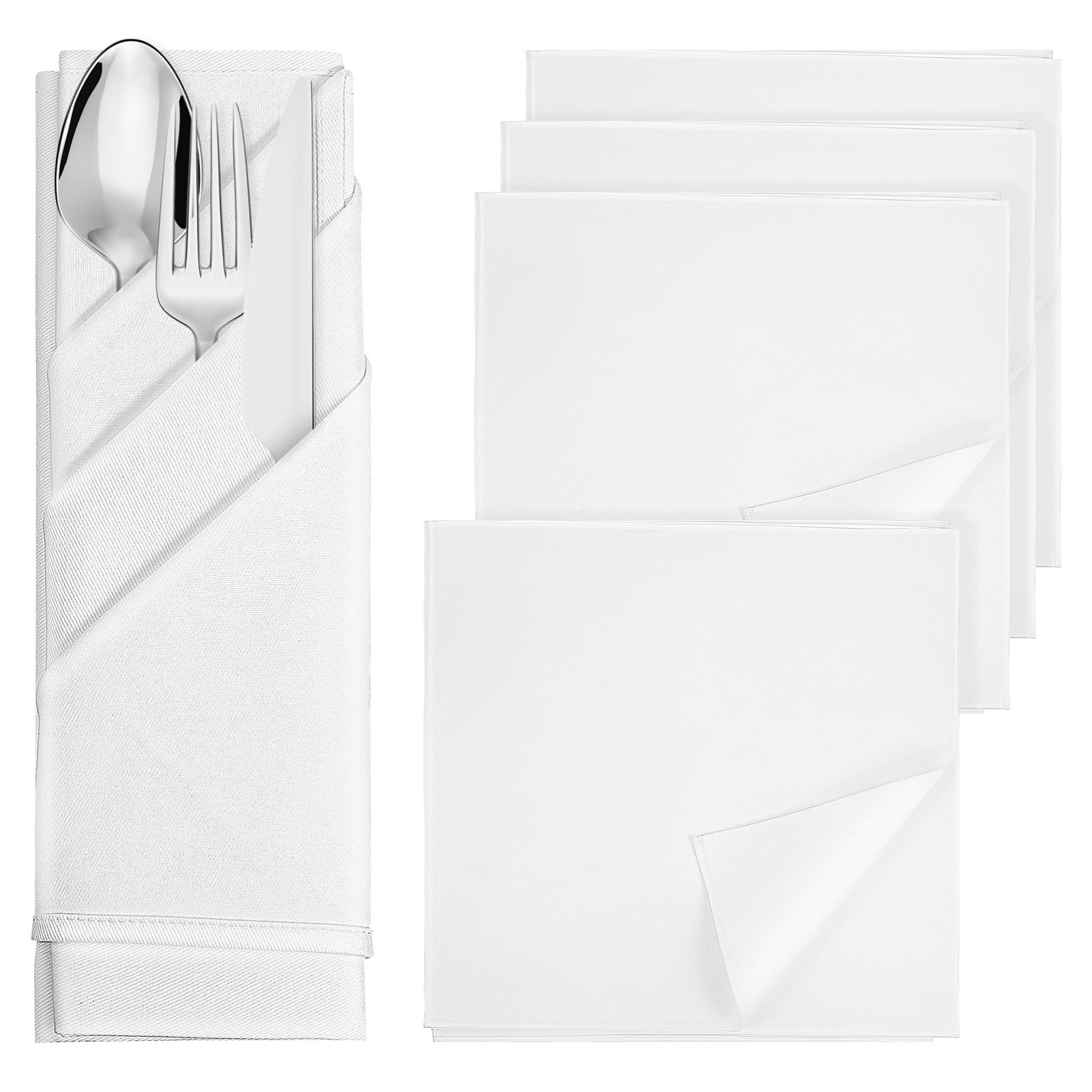 ibasenice 5pièces Serviettes De Table Coton Blanc De Serviettes Carrées pour Dîner Mariage Et Événements Absorbantes Et Élégantes pour Décoration De Table Raffinée