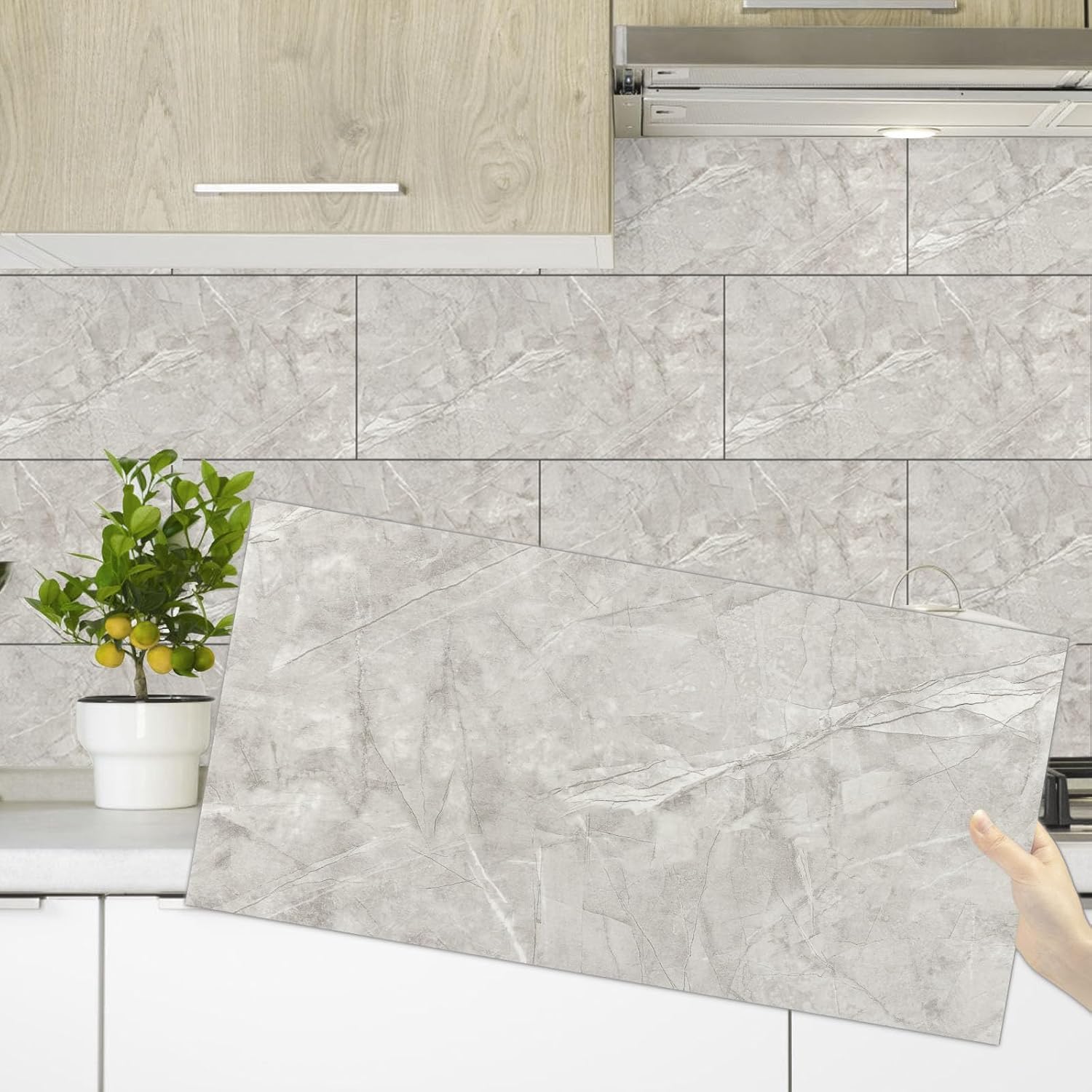 Rivestimento Murale Aspetto Marmo - 10x Pannello - Alternativa alle Piastrelle del Bagno/della Cucina,Grigio | Pannelli per Pareti Doccia, Pannelli per Pareti Posteriori della Cucina