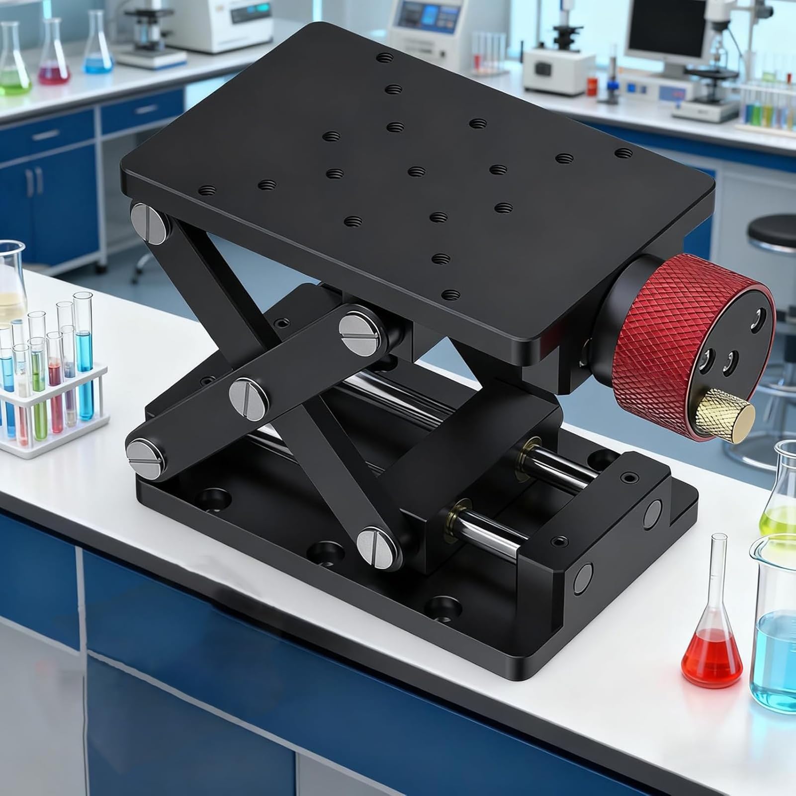 Générique Plateforme élévatrice de Laboratoire, élévateur Optique à axe Z, Plateforme élévatrice Manuelle for Laboratoire, Hauteur de Levage 55 mm, Charge maximale 10 kg