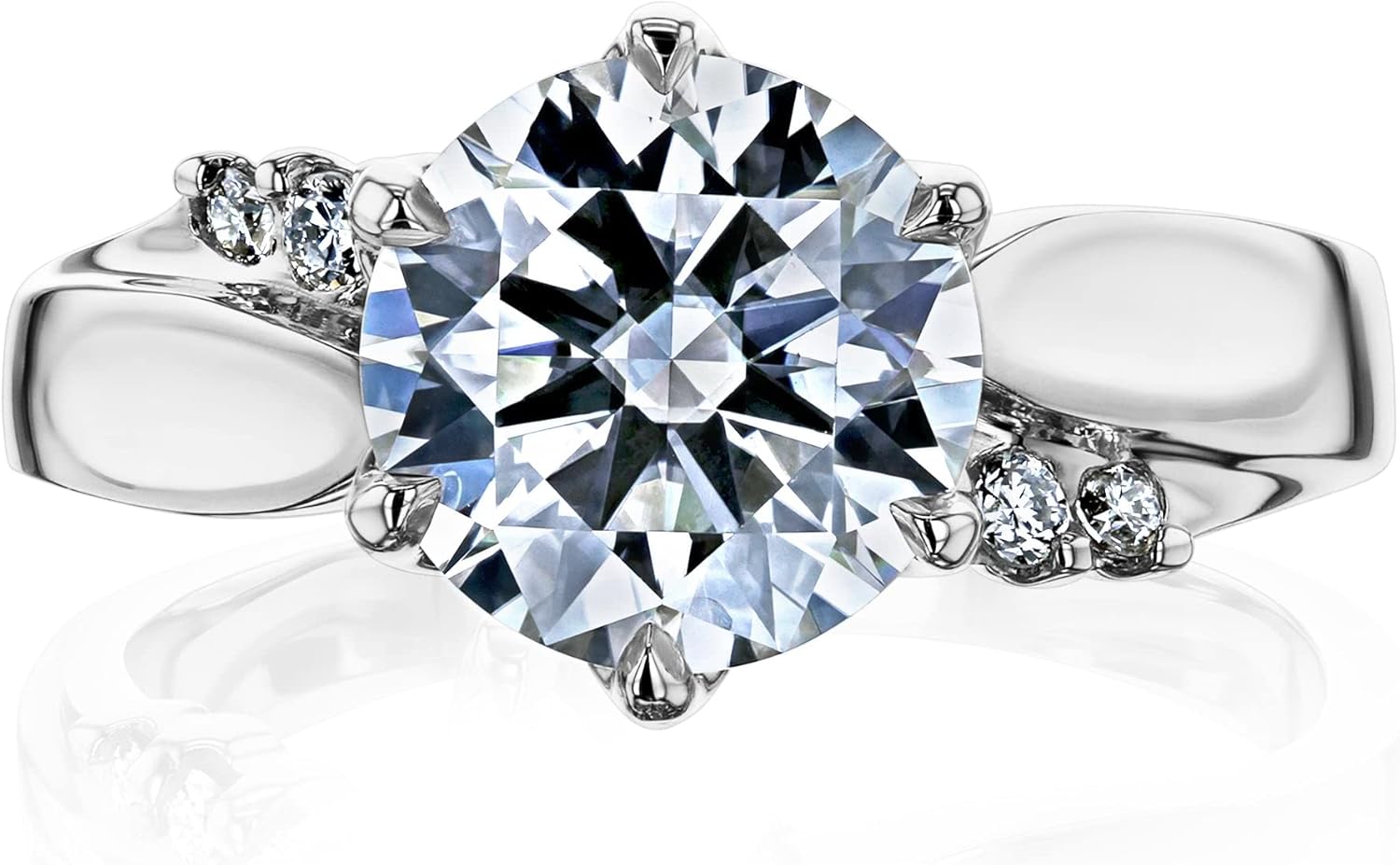 2ct Round Moissanite (DEF/VS) and Lab Grown Diamond (DEF/VS) Kobelli Engagement Ring in 14K Gold