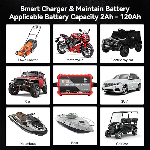 Miniatura 8 de Paquete de 3 Cargador de batería de automóvil de 1000 mA, cargador de batería FOVAL de 12 V totalmente automotriz, cargador de goteo, cargador de