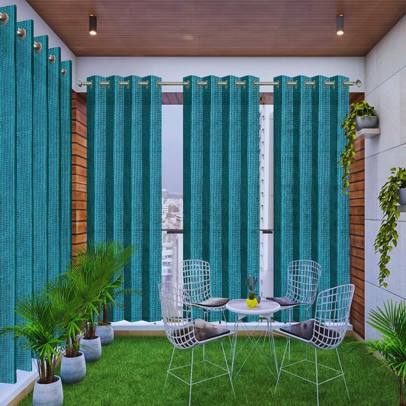 FREDDO HDPE Fabric 90% Sun Blockage Indoor and Outdoor Eyelet Curtains UV and Heat Protection for Balcony and Window, Olive Green Color, 4.5 ft X 6 ft, Pack of 2 Pieces