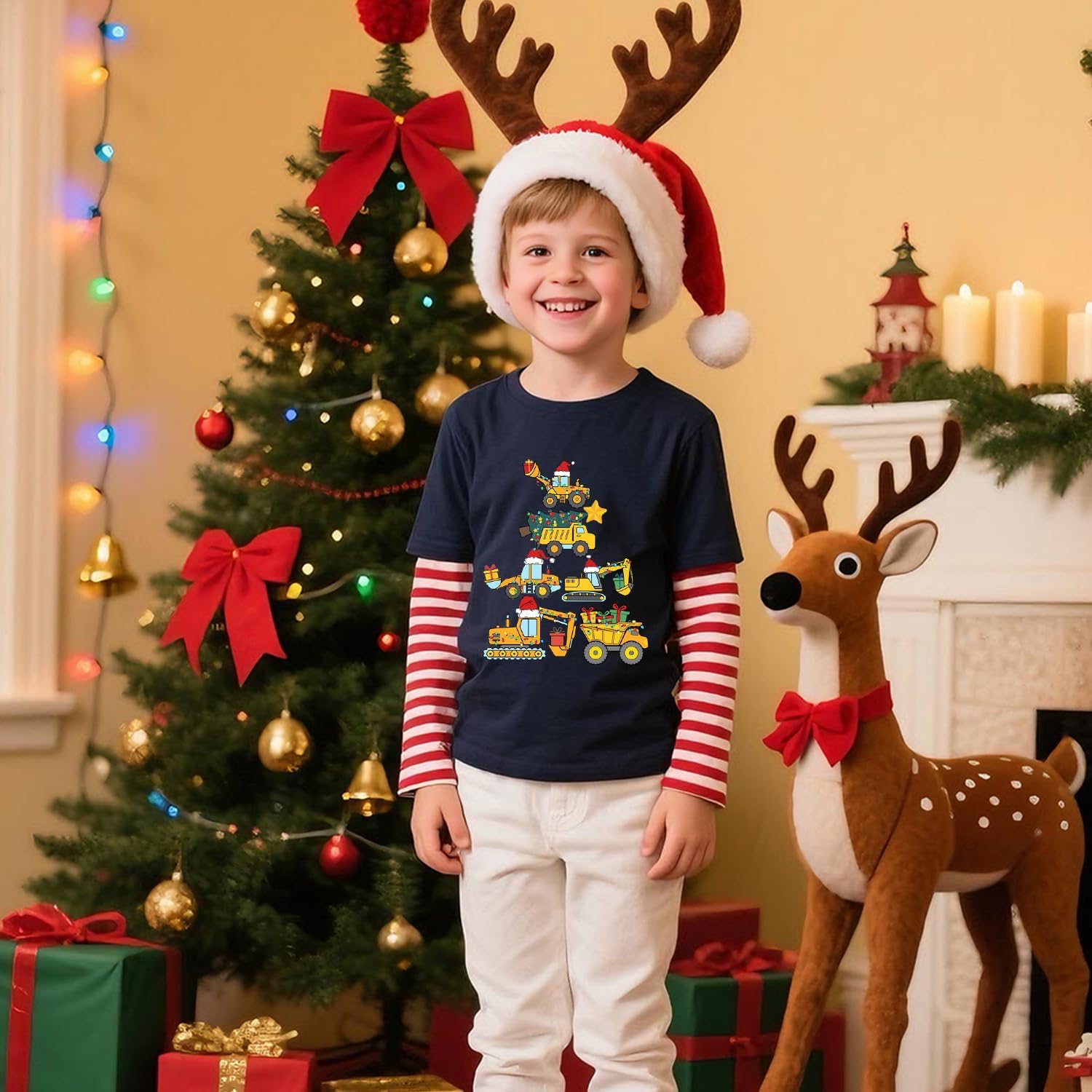 Boys Girls Christmas Shirts Toddler Merry Xmas Candy Cane Funny Holiday Tee Tops Clothes for Kids 2-7T