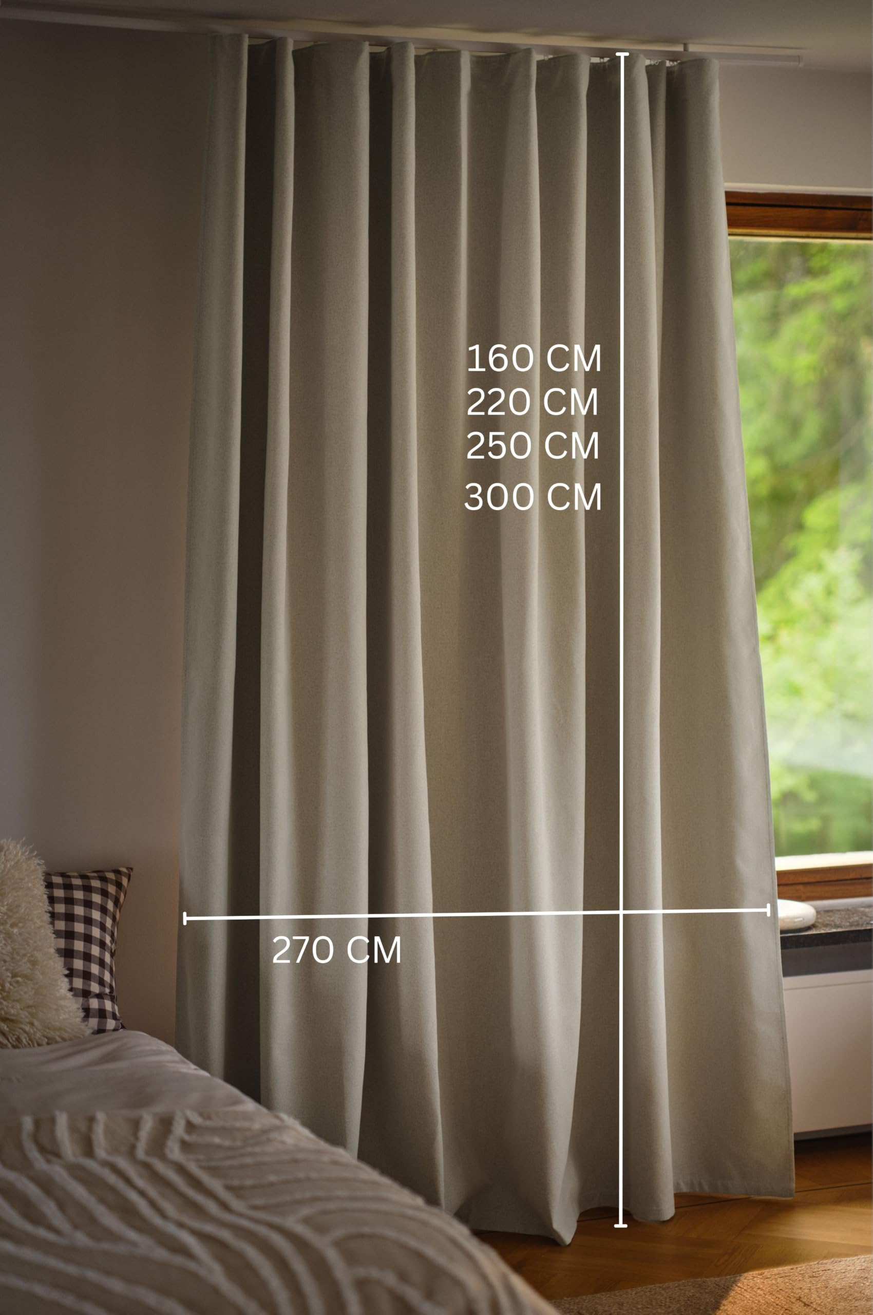 Jotex Moonbeam Verdunkelungsvorhang Extra Breit 270cm- Multifunktionsgardine mit 100% Lichtblockierung (1er Pack) - Hellbeige, 270 x 300cm