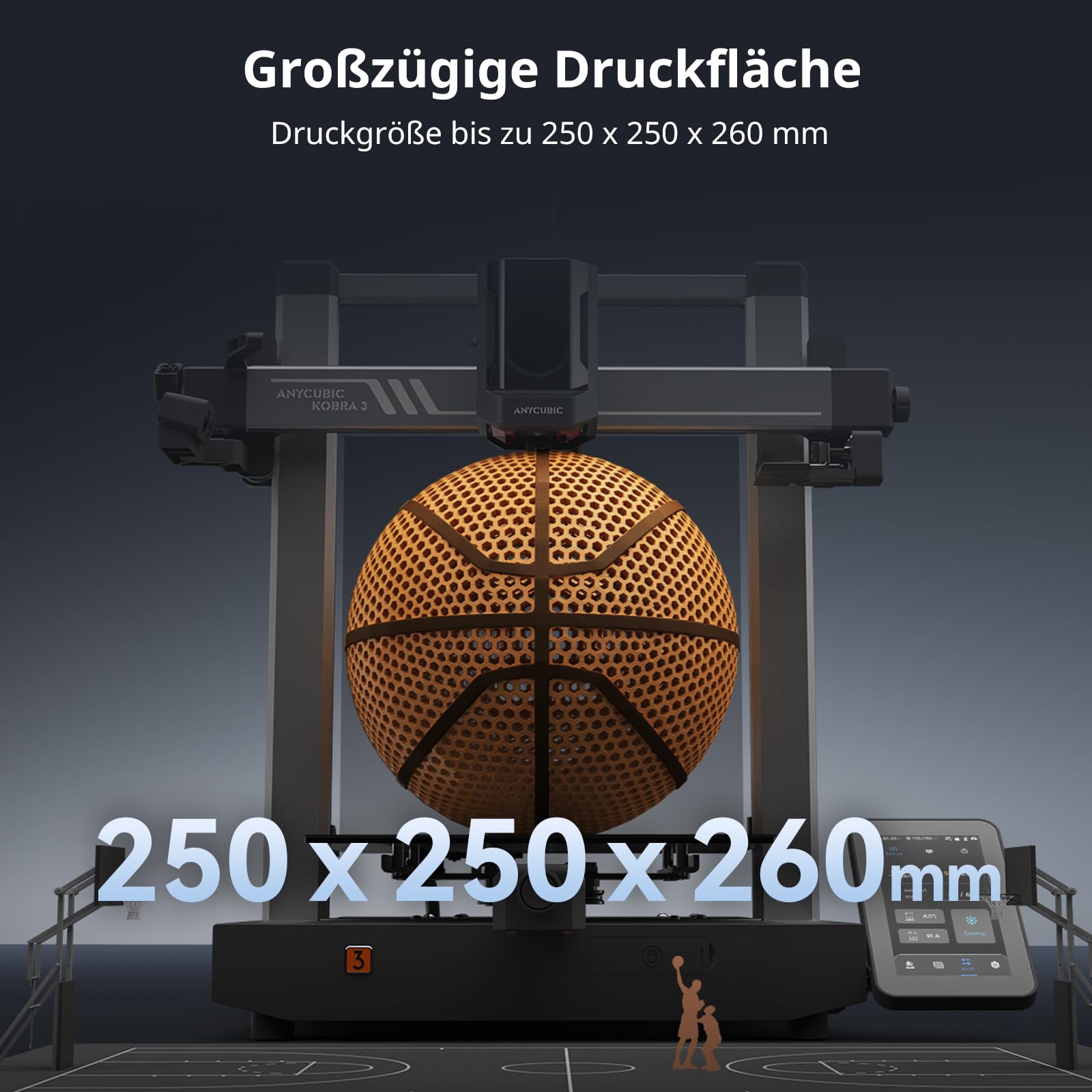 Anycubic Kobra 3 Combo 3D Drucker Mehrfarbig, Druck in 4 Farben, 600mm/s hohe Geschwindigkeit, Trocknung Filament während des Drucks, Auto Nivellierung 3D Printer Druckgröße 250 * 250 * 260mm