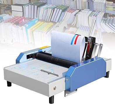 Booklet Maker A3 Paper Folding Binding Machine Paper Folder Stapler Machine 2 in 1 Multifunctional Automatic Book Maker Stapling Machine for Schools Print Stores Offices Blue