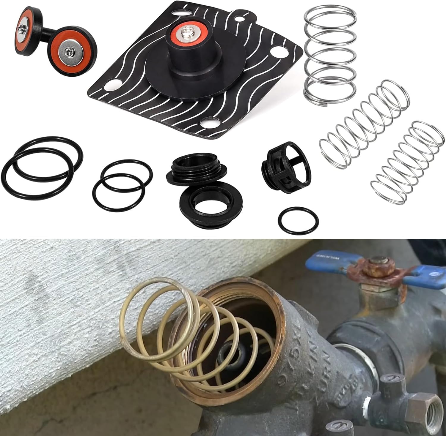 1-1/4"-2" Complete Repair Rebuild Kit/Complete Poppets, Springs and Seats Repair Kit Fits Replace for Zurn Wilkins 975XL and 975XL2 Includes Poppets, Springs, Seats and More
