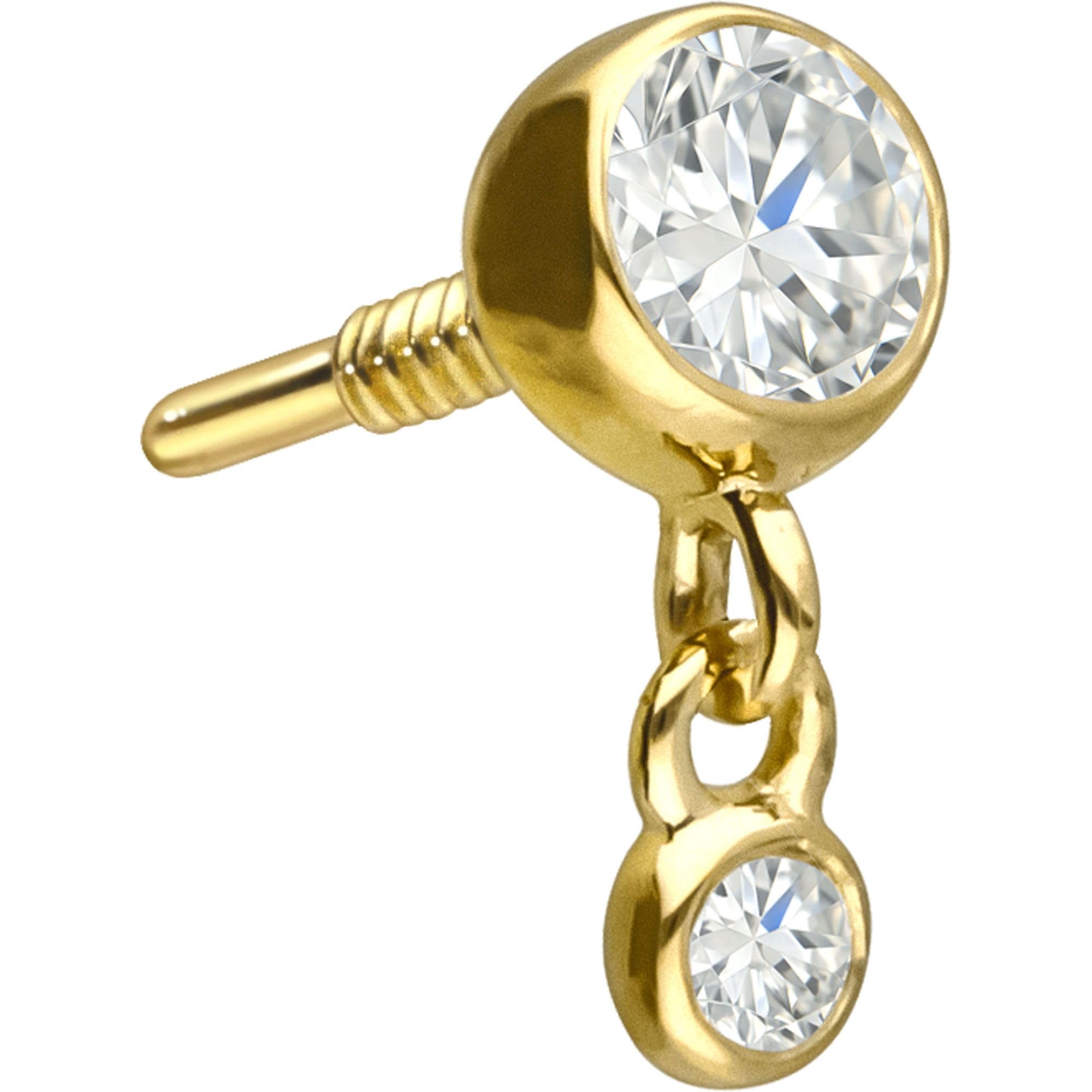 PIERCINGLINE 18 Gold Schraubaufsatz mit Außengewinde 2 DIAMANTEN 750er Gold - Goldfarben