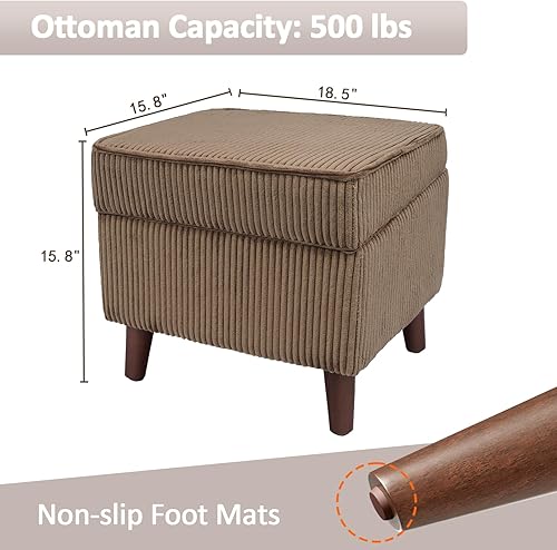 Miniatura 3 de Otomana de almacenamiento con tapa ajustable, taburete suave, reposapiés y asiento, reposapiés otomano para sala de estar, dormitorio, dormitorio,