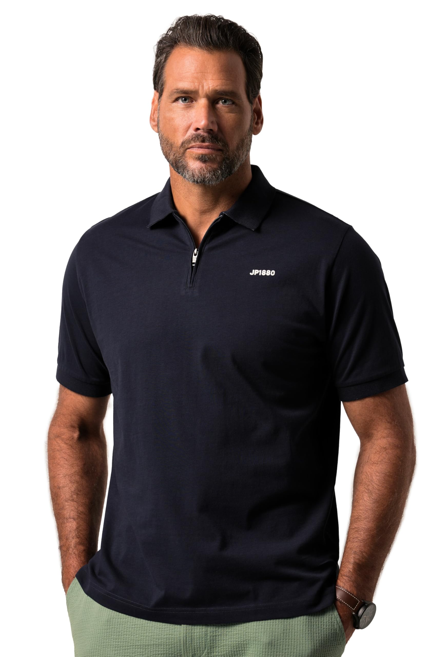JP 1880 Herren Jp1880 Poloshirt, Halbarm, Zipper, Bis 8 XL Hemd