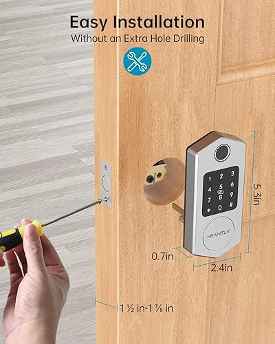 Miniatura 7 de Cerradura de puerta de entrada sin llave, cerrojos inteligentes de huellas dactilares con teclado de pantalla táctil para puerta delantera, cerrojo