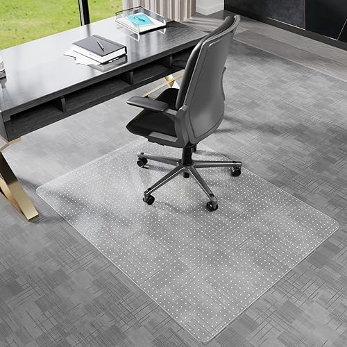 Tapete para silla para suelo de madera dura, 48 x 48 pulgadas, tapete protector de piso transparente para oficina, tapete de escritorio fácil de