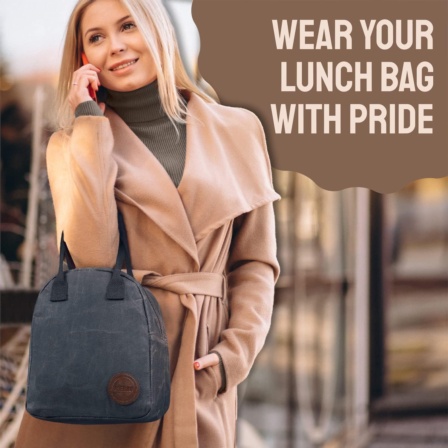 ASEBBO Lunch Tote Bag Box for Professional Women Men Reusable Insulated, Leakproof Waterproof Thermal Cooler Food Handbags High Capacity for Travel Work Picnic (Elegant Gray) - Image 5