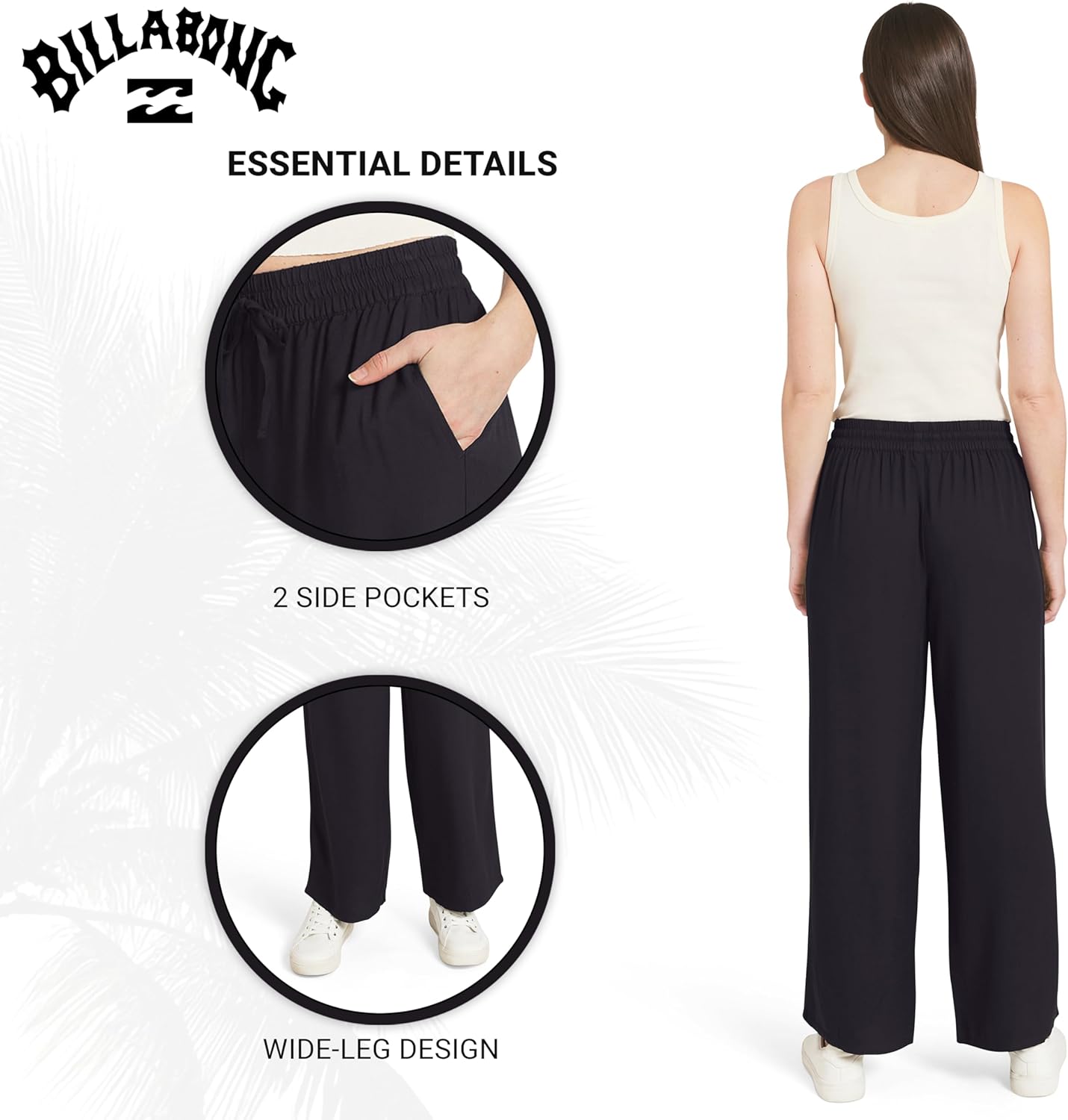 Billabong Women's Premium Quality Rayon High Waisted Wide Leg Beach Pants