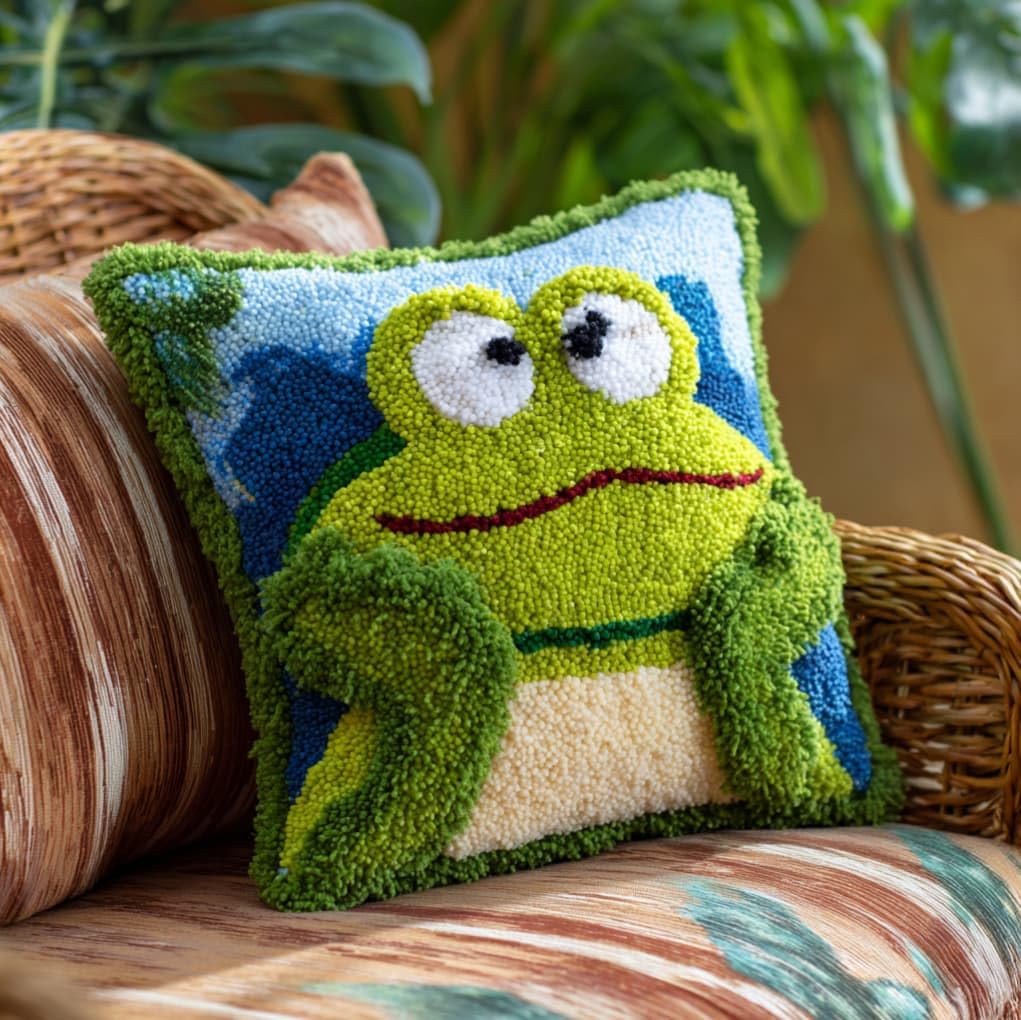 Axiangzik Frog Latch Hook Kit For Adults 43X43cm,