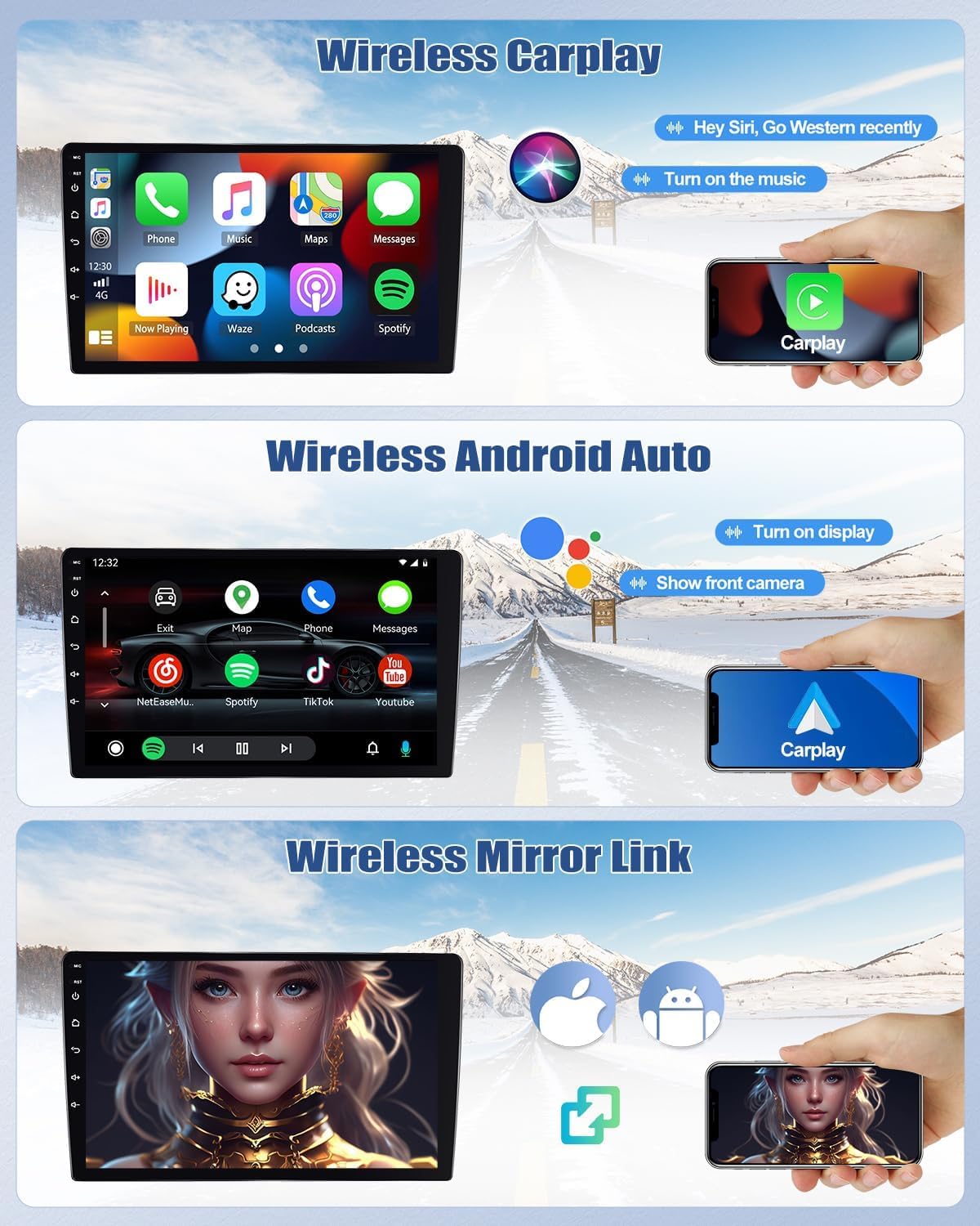 2G+64G]Inefala Android 15 Autoradio per Alfa Romeo Mito 2008-2016 con Wireless Carplay Android Auto, 7 Pollici Touchscreen Stereo Auto Bluetooth con Navi GPS WiFi RDS/FM EQ Mic Retrocamera