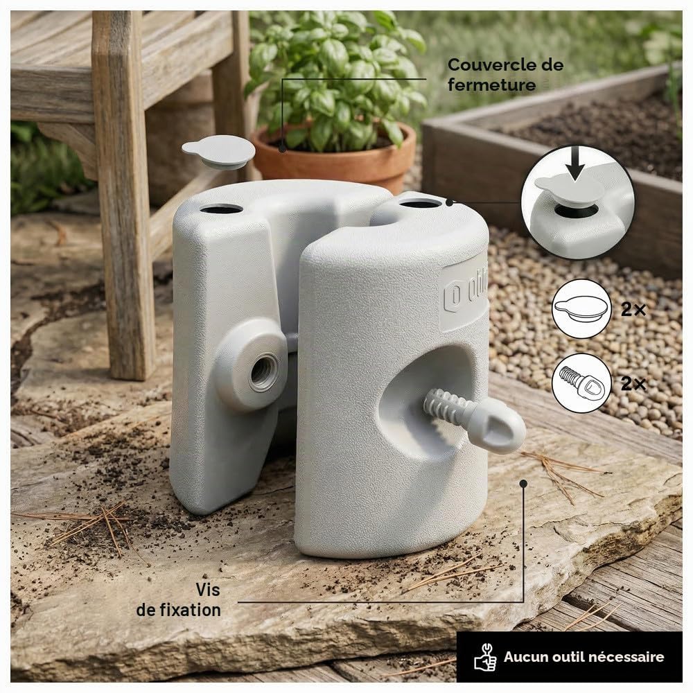 Dönges Lot de 4 pieds pour pavillon gris - Poids remplissables pour un maintien sûr - Plastique robuste I Résistant aux intempéries - Idéal pour tentes, pavillons et événements en plein air