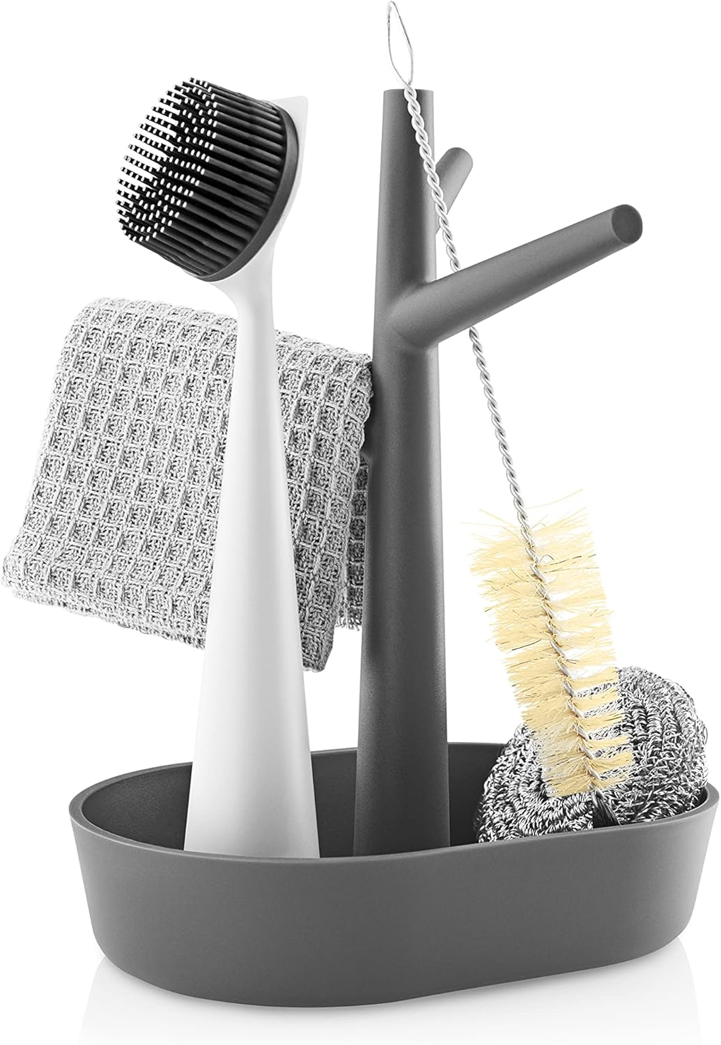 Eva Solo | Kitchen Sink Organizer | Countertop Storage Caddy for Dish Brushes, Soap, Cloths | Dishwsher Safe | Danish Design, Functionality & Quality | Elephant Gray