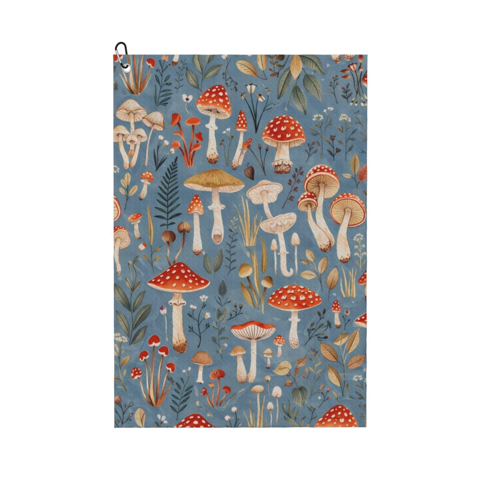 Oudrspo Watercolor Mushrooms and Plants Multi-Functional Golf Towel | Absorbent Quick Drying 16x24in