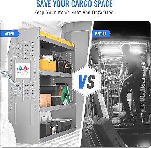 Miniatura 7 de AA Products SH-4304(3) Sistema de almacenamiento de estantería de acero para furgonetas NV200, Transit Connect 2014+, Promaster City y Chevy City
