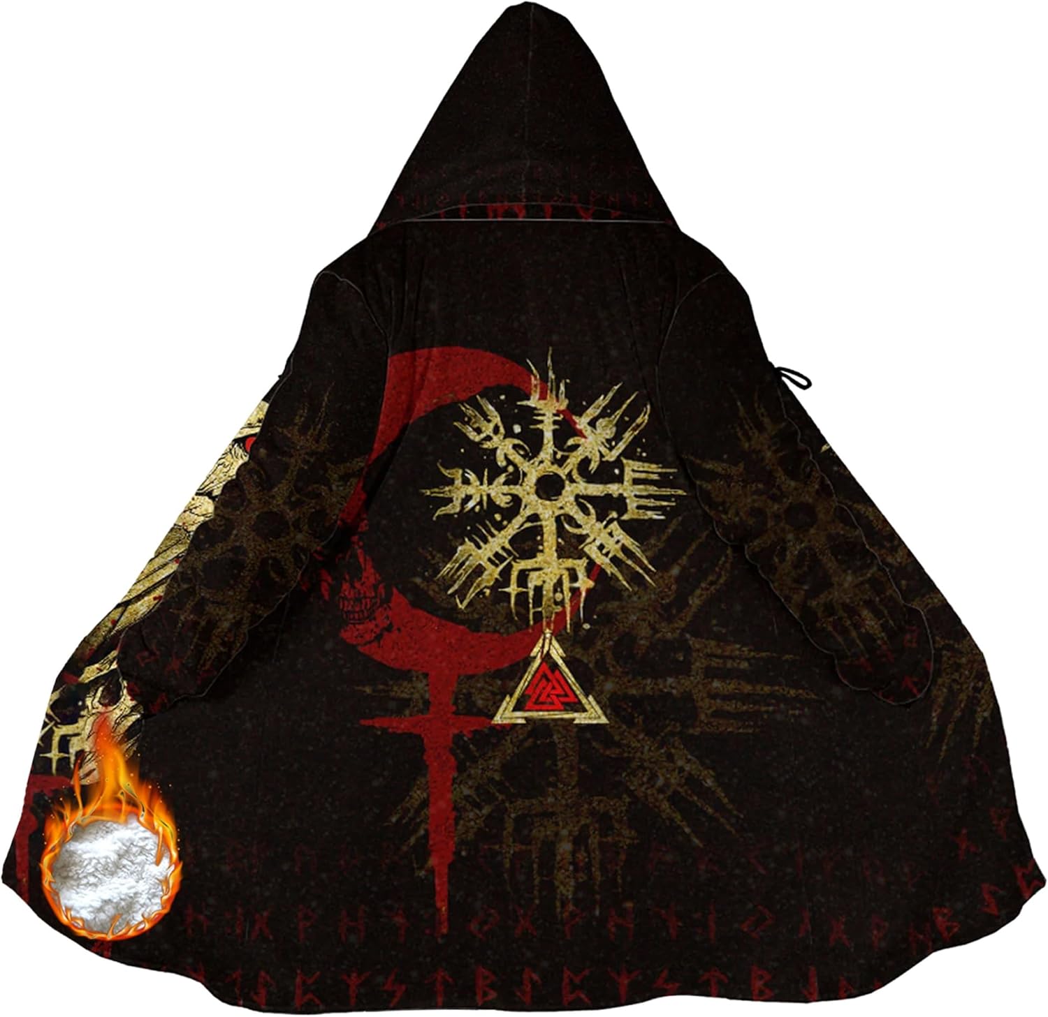 Mens Coat Viking Winter Thickened Warm Wool Cloak Cape 3D Printing Pea Coat Classic Casual Cosplay Events Sweater Jacket