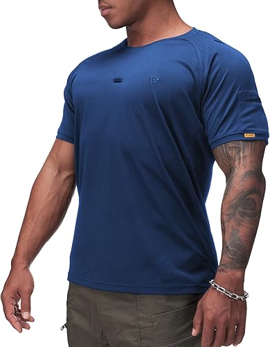 Miniatura 2 de IDOGEAR Camisas tácticas de cuello redondo para hombre, camiseta atlética de manga corta, camisetas deportivas para exteriores