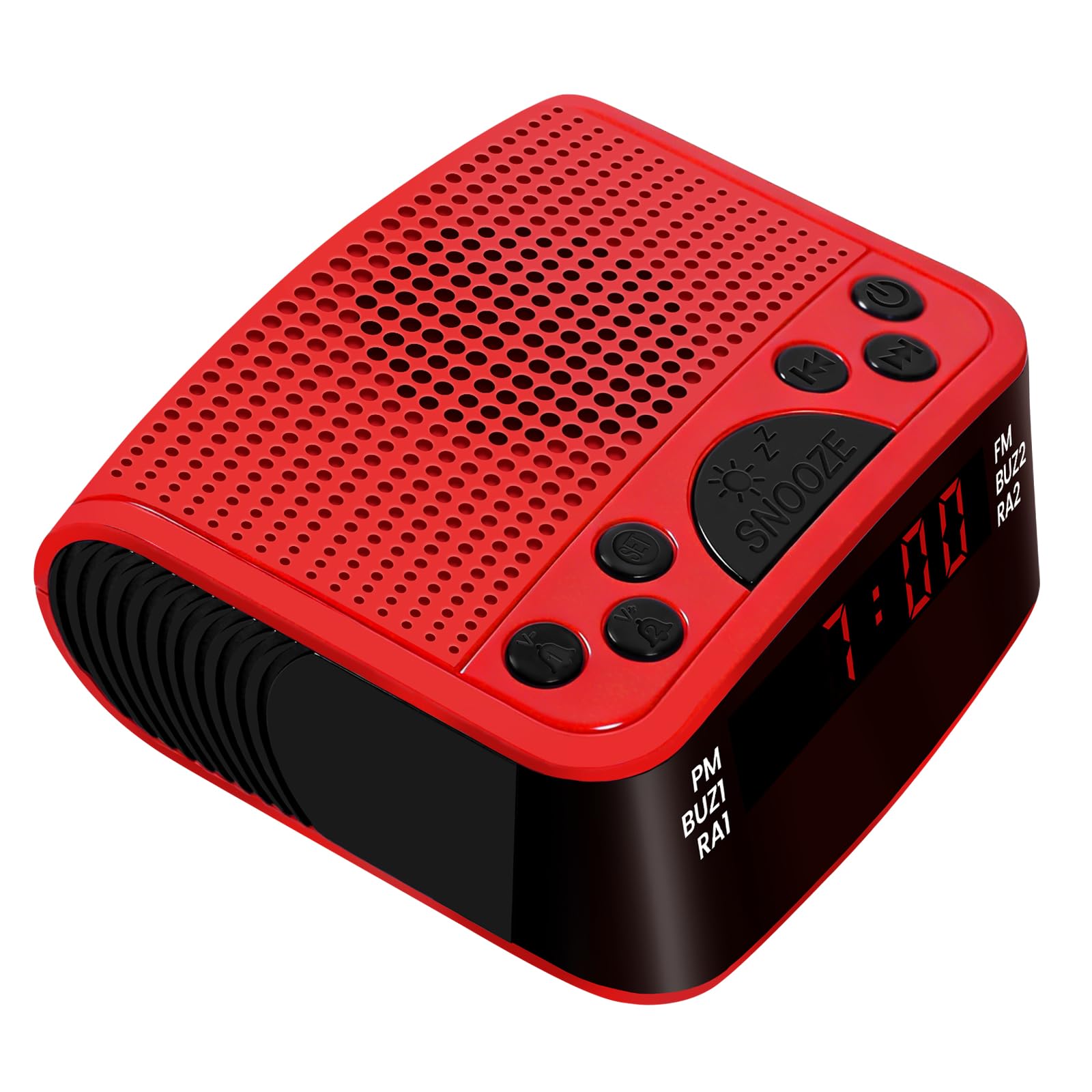 ottosing Portable Digital FM Radio with Battery Backup, Dual Alarm Settings, Sleep and Snooze Functions, red LED Display, 3 Brightness Adjustment Options, Suitable for Indoor/Outdoor