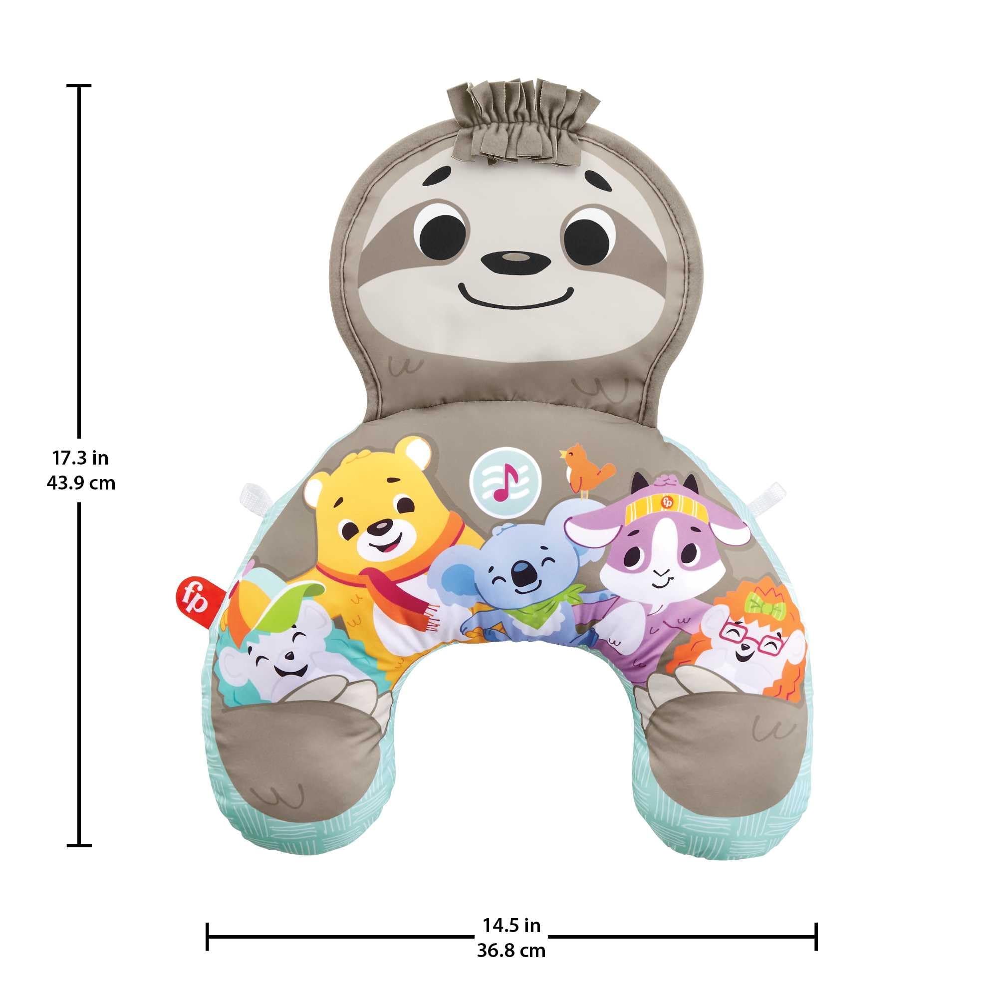 Fisher-Price Poduszka z wibracjami Muzyczny leniwiec z podparciem podczas zabawy na brzuszku + zabawki aktywizujące, GRR01